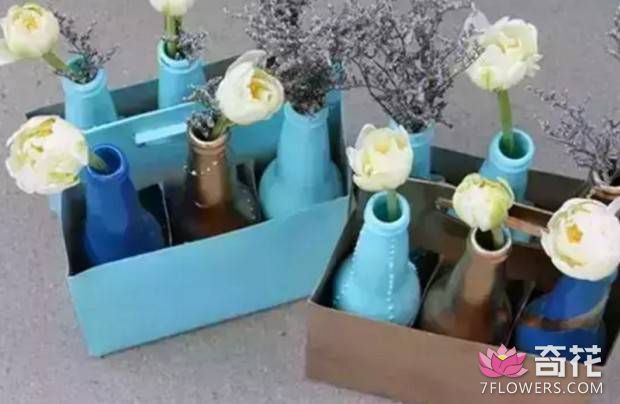 玻璃瓶喷漆做花盆的制作方法